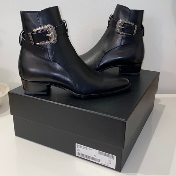 Saint Laurent Wyatt Western Buckle Boots - Picture 1 of 7